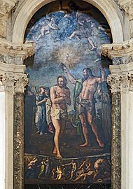 San Giovanni Battista battezza Cristo nel Giordano - di Battista Franco 1555