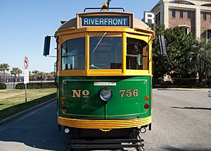 Car 756 of the former River Street Streetcar line in Savannah, Georgia, USA, was an ex-Melbourne SW5-class streetcar.