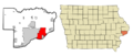 Scott County Iowa Incorporated and Unincorporated areas Bettendorf Highlighted