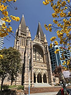 St John's Cathedral, Brisbane facade in spring 2017