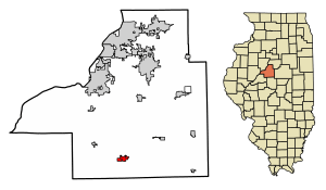 Location of Delavan in Tazewell County, Illinois.