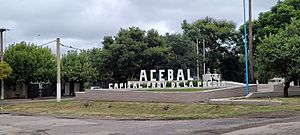 The entry sign for the town of Acebal