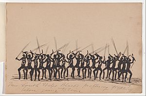 Tommy McRAE - Kwatkwat people - New South Wales Blacks practising fighting before going to war-Sketchbook of Aboriginal activities - Google Art Project