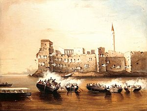 Tortosa, 23rd September 1840, attack by the boats of H.M.S. Benbow, Carysfort and Zebra, under Captain J.F. Ross, R.N., by Capt. J. W. Anderson