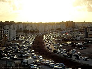 Traffic congestion in Al Bayda, Libya .
