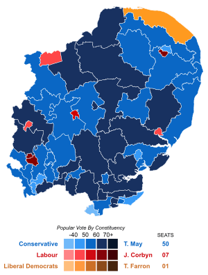 United Kingdom General Election 2017 Results Map (East of England)