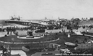 Weston-super-Mare Grand Pier with tram