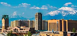 Yerevan buildings and Ararat