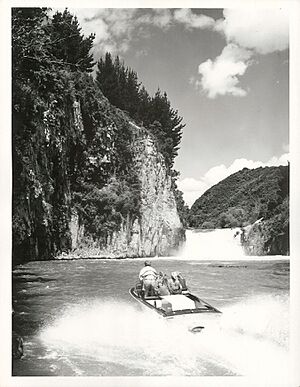 Auckland Province - Whakatane Publicity Caption Jet boating on the Rangitaiki River