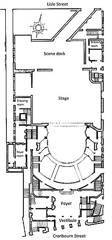 Daly's Theatre London architect's plan