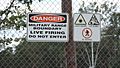 Danger sign, Greenbank Military Range, 2014