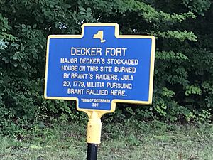Decker Fort historic marker on Neversink Drive re 1779 attack