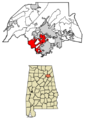 Etowah County Alabama Incorporated and Unincorporated areas Rainbow City Highlighted 0163288