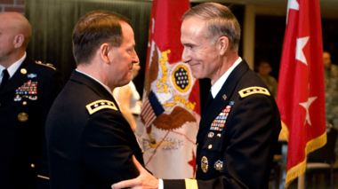 Hagenbeck and Huntoon at Change of Command Ceremony 19 July 2010