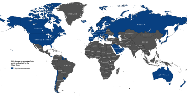 High income economies as classified by the World Bank