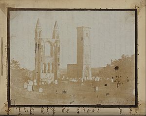 Hill & Adamson (Scottish, active 1843 - 1848) - St. Regulus Tower and the East Gable of St. Andrews from the Northwest. - Google Art Project