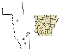 Location of Mineral Springs in Howard County, Arkansas.
