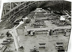 Interior view of GMH Allison Overhaul Assembly Plant igloo located on Sandgate Road Albion Brisbane during World War Two