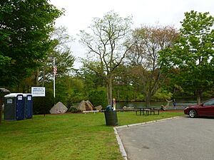 Johnston Memorial Park; Raynham, MA; view from east detail