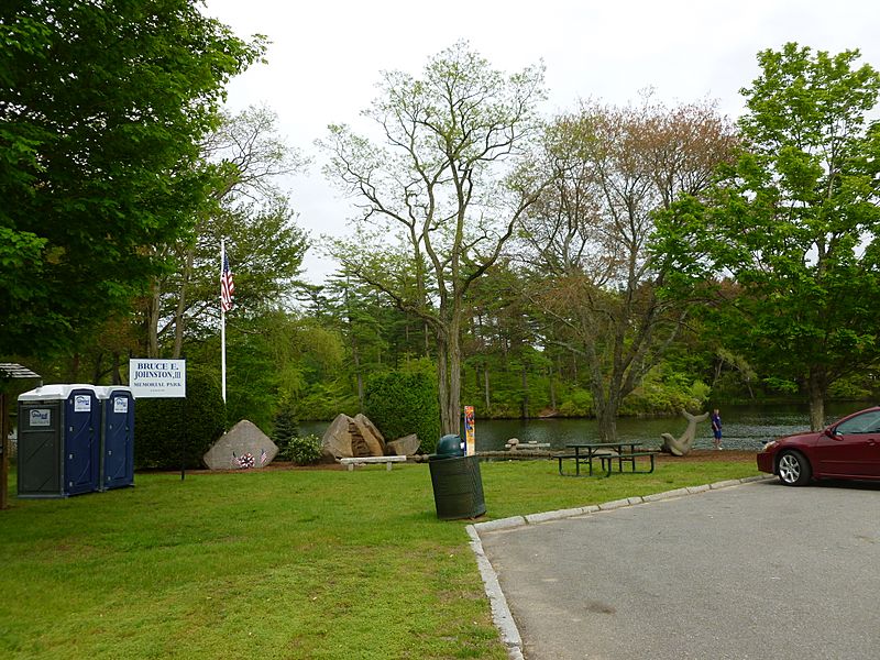 Johnston Memorial Park; Raynham, MA; view from east detail