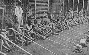 Kamerun children weaving