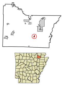 Location of Minturn in Lawrence County, Arkansas