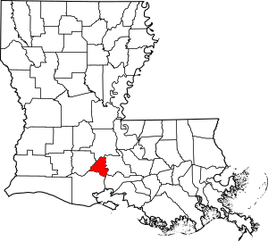 Map of Louisiana highlighting Lafayette Parish