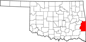 Map of Oklahoma highlighting LeFlore County