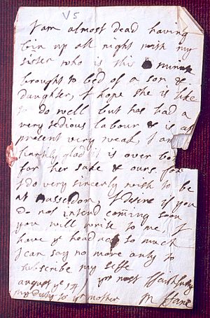 Mary ffane letter birth of 2nd E Stanhope