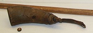Oil Jar in cow horn for mosquito-repelling pitch oil , a by-product of the distillation of wood tar