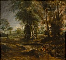 Peter Paul Rubens - Evening landscape with timber wagon