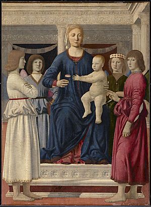 Piero, madonna col bambino e 4 angeli, clark art institute