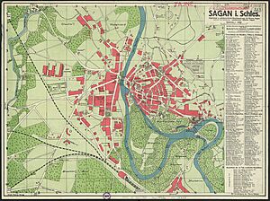 Plan of the town of Żagań, 1927