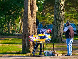 Power Boater and Spectator Spreckels Lake Golden Gate Park San Francisco CA