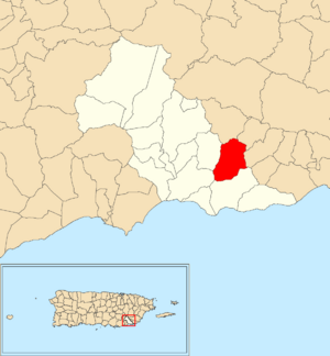 Location of Ríos within the municipality of Patillas shown in red