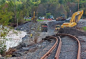 Repairs to Catskill Mountain Railroad folowing Hurricane Irene