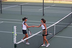 Tennis shake hands after match