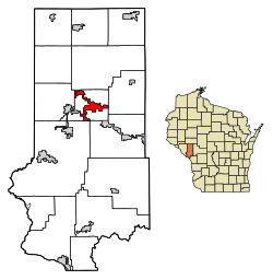 Location of Whitehall in Trempealeau County, Wisconsin.
