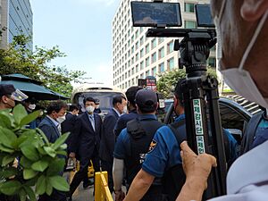 Yoon Seok-youl, leave the main opposition People Power Party's headquarters in Seoul on July 30, 2021