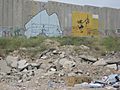 Banksy, gandhi graffiti on apartheid wall