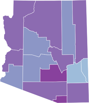 COVID-19 rolling 14day Prevalence in Arizona by county.svg