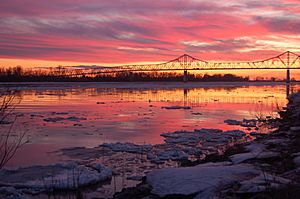 Cairo Ohio River Bridge at sunset