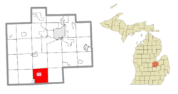 Location within Saginaw County (red) and the administered village of Chesaning (pink)