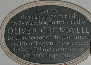Cromwell Head burial plaque