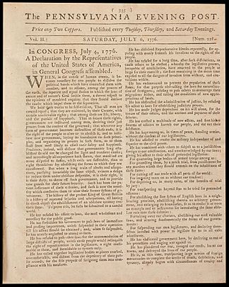 Declaration First Newspaper Printing