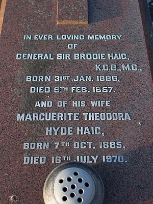 Gen Sir Brodie Haig gravestone in Grouville, Jersey
