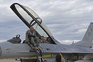 General Charles Q. Brown Jr. flying an F-16 Fighting Falcon