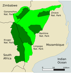 Greater Limpopo Transfrontier Park sketch map
