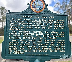 Historical marker, Fort Mose, reverse