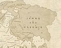 Jammu and Kashmir in 1946 map of India by National Geographic